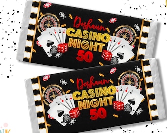 Casino Birthday Candy Bar Wrapper: Editable Template (Digital Download)