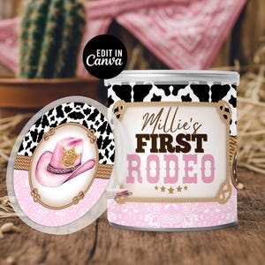 Cowgirl 1st Rodeo Birthday Potato Chip Wrapper: Editable Canva Template (Digital Download)