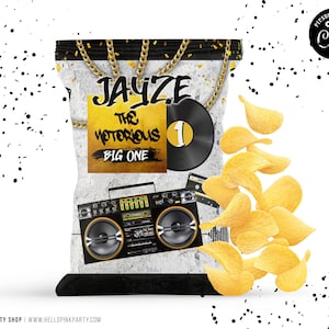 Hip hop Birthday chip bag, Template Printable, Notorious Birthday chip bag, Rap Editable chip bag, Chip bag template, Potatoes wrapper