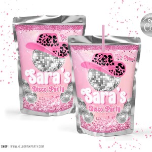 Disco Cowgirl Birthday Juice Labels: Editable Party Favors (Digital Download)