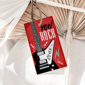 Rock Star Birthday Thank you tag, Template Printable, Rock and Roll Birthday favor tags, Music Rock gift tag, Guitar Editable thank you tag