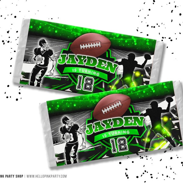 Football Birthday Candy bar wrapper Template Printable American football Birthday Chocolate favor Football decoration editable template FB1