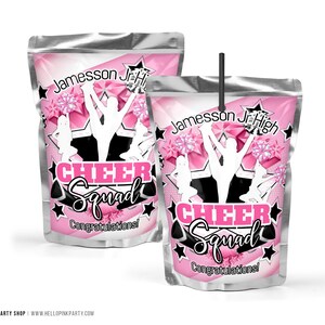 Cheerleading Juice Pouch Label Printable Template Cheer Squad Beverage ...