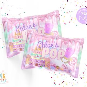 Kids Birthday Ring pop Template Printable, kids Birthday snack bag, kids Editable candy bag, candy pop bag template, favor labels