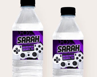 Gamer Birthday Water Bottle Labels: Editable Template (Digital Download)