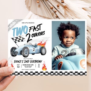 Twee snelle verjaardagsuitnodiging: raceautothema, 2e verjaardag (digitale download) TF001