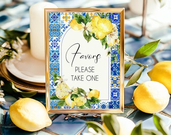 Lemon Favors Sign: Italian Positano Amalfi Coast Baby Shower Decor (Digital Download) BS224