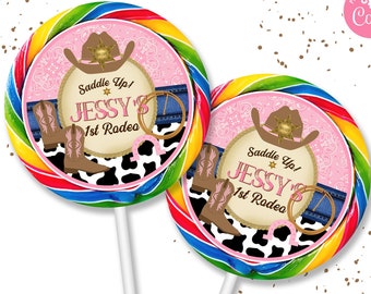 Cowgirl Birthday Lollipop Labels: Western Rodeo Party Favor (Printable Template)