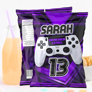 Gamer Chip Bag Wrapper: Retro Video Game Party (Editable Template - Digital Download)