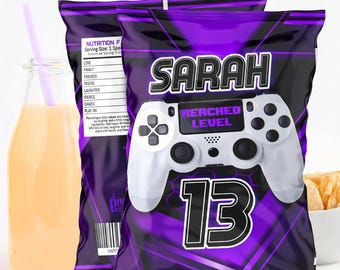 Gamer Chip Bag Wrapper: Retro Video Game Party (Editable Template - Digital Download)