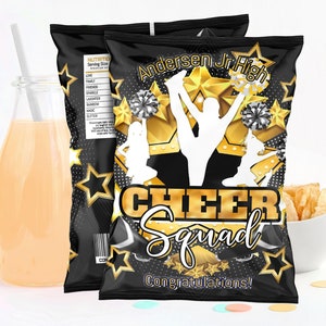 Cheerleading Squad Chip bags, Chip bag template, Cheerleader chip bag, Editable chip bag, Chip bag template, Potatoes wrapper, chips labels