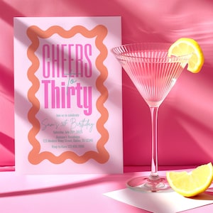 Wavy Border 30th Birthday Party Invitation Editable Template Squiggly Border Birthday Invite Wave Quirky Invitation Customise In Canva CI10