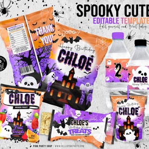 Halloween Birthday Party Bundle: Editable Favor Labels (Printable)