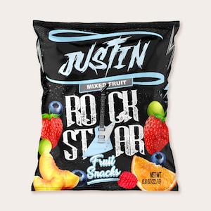 Editable Rock Star Birthday Party Fruit Snack Born to Rock party Party Like A Rockstar Candy Bag wrapper Rock and Roll Instant Download RK1