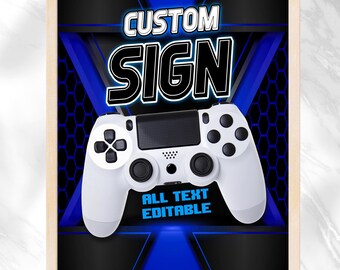 Video Game Birthday Party Sign: Editable Gamer Decor (Digital Download) GMB1