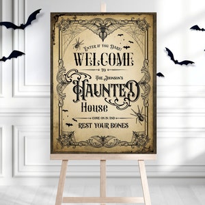 Editable Vintage Halloween Welcome Sign: Haunted House Decor (Digital Download)