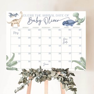 Dinosaurier-Baby-Fälligkeitskalender Babyvorhersagespiel Jurassic Babyparty Errate Baby-Fälligkeitstermin Junge Moderne Babyparty Minimal dusche BS200