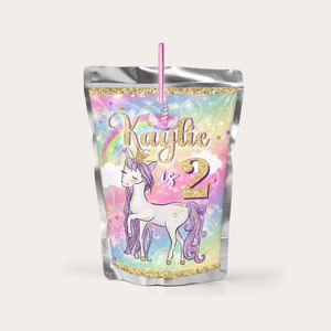 Unicorn Birthday Juice pouch label Editable Printable Template Printable Magical Unicorn drink label party favor Unicorn party decorations