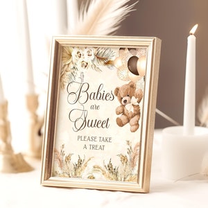 Bear Baby Shower Sign: Boho Favor Decor (Digital Download) TB13