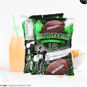 Football Birthday chip bag, Template Printable, American football Birthday chip bag Football chip bag Chip bag template Potatoes wrapper FB1