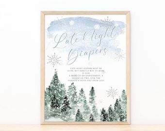 Late Night Diapers Sign: Winter Baby Shower Decor (Digital Download) CBS6
