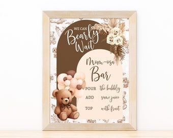 Boho Bear Baby Shower Mimosa Bar Sign (Digital Download 8x10 JPEG File) BBT3