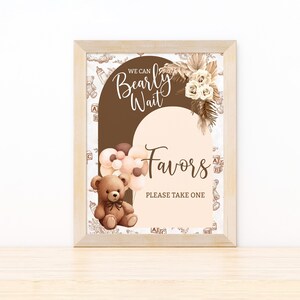 Bevorzugungen Zeichen Wir können bärig warten Babyparty, Ballon Bär Babyparty Babys sind süße Zeichen, Boho Bär Babyparty Dekor, geschlechtsneutral BBT3