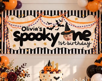 Spooky One Halloween Backdrop Banner, 72x24 First Birthday Canva Template
