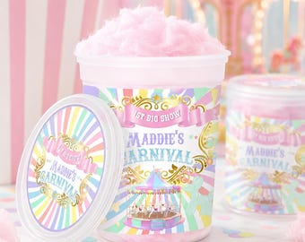 Circus Birthday Cotton Candy Wrapper: Editable Pastel Colors Carnival Template (Digital Download) CB10