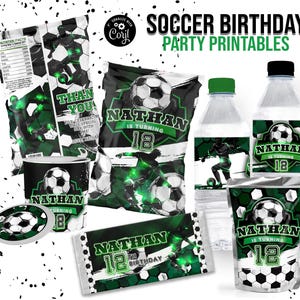 Soccer Birthday Party Bundle Kit, Template Printable, Football Birthday chip bag, Sports Editable labels, printable wrapper, editable favors