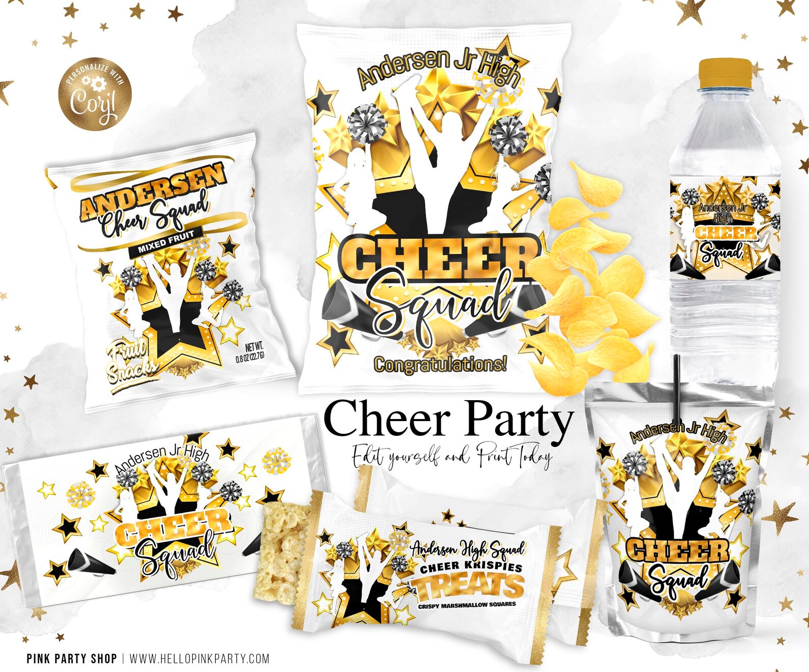Cheerleading Water Bottle Labels: Editable Cheer Squad Printable ...