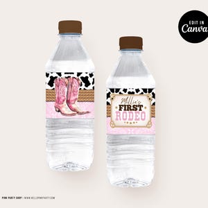 Cowgirl 1st Rodeo Birthday Party Bundle: Editable Favors Labels Canva Template (Digital Download) CWG1 image 7