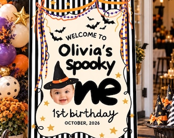 Spooky One Halloween Welcome Sign, 24x36 First Birthday Canva Template
