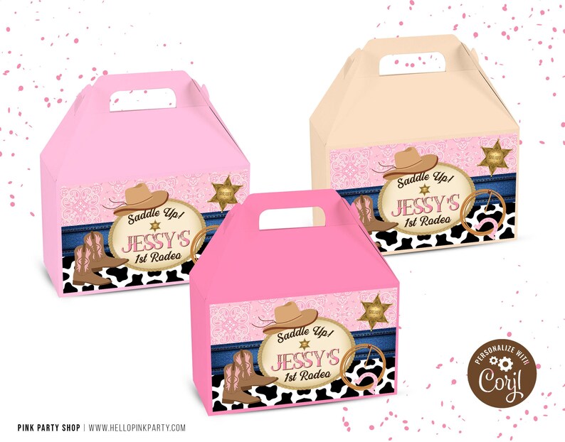 Pink Rodeo Theme Gable Box Cowgirl Birthday Gable Box Labels: Rodeo Party Favors (printable ...