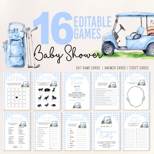 Editable Golf Baby Shower Game Bundle Let&#39;s Par-Tee Baby Shower Game Pack Tee Time Baby Shower Invitation Boy Golf Shower Games BS227