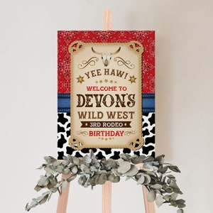 Cowboy Birthday Printable Welcome Sign Template, Rodeo Western Birthday ...