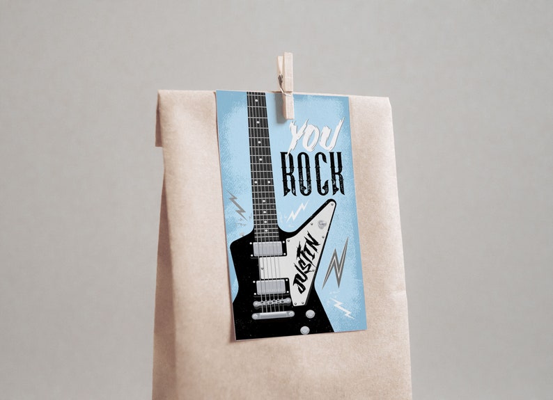 Rock Star Birthday Thank You Tag Template Printable Rock and - Etsy