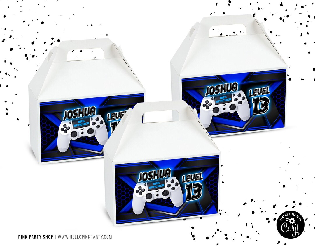 Gamer Birthday Gable Box Labels, Printable Templates, Gaming Birthday ...