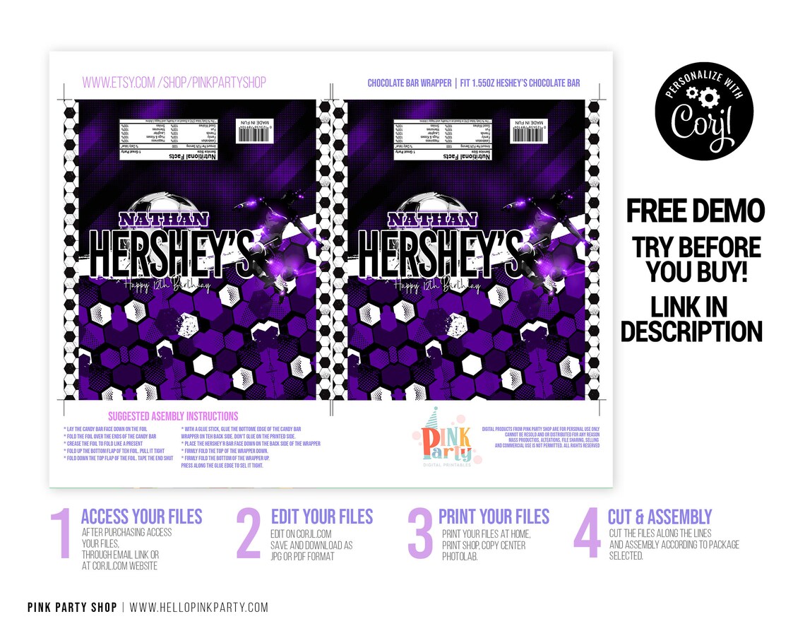 Kids Birthday Candy Bar Wrapper Template Printable Kids - Etsy