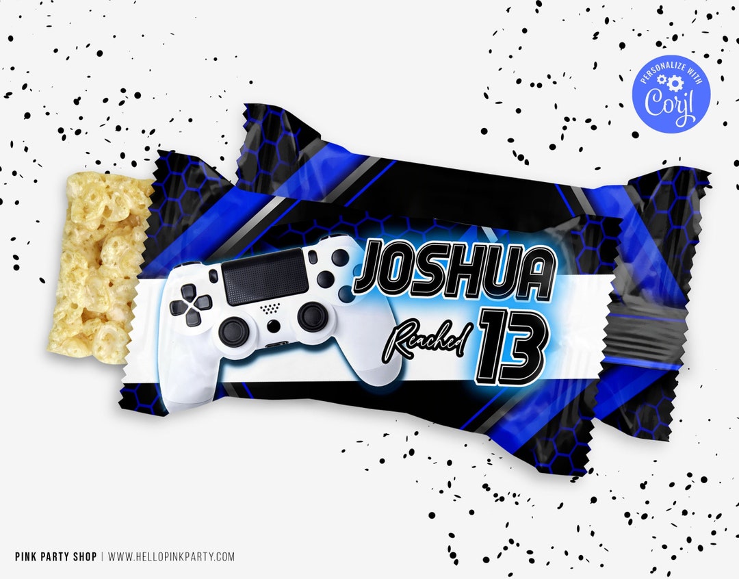 Gamer Birthday Candy Bar Wrapper: Editable Gaming Party Favor (digital ...