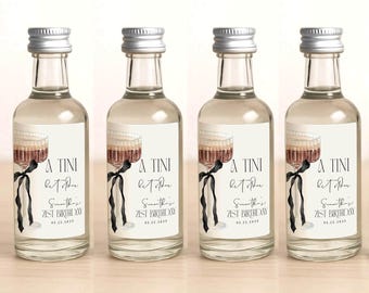 Martini Birthday Liquor Bottle Label Template: Black Bow (Editable Canva, Digital Download) CI15