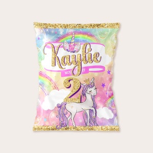Unicorn Birthday Fruit Snack Wrapper Editable Printable Template Printable Magical Unicorn fruit bag label party favor Unicorn party decor