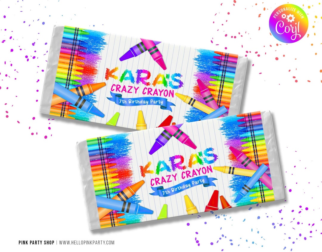Crayon Birthday Candy Bar Wrapper Editable Template Printable Arts ...