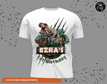 Jurassic Birthday T-shirt Design: Editable Dinosaur Template
