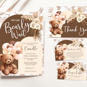 Editable Bear Baby Shower Invitation Bundle: Gender Neutral Template (Digital Download) BBT3