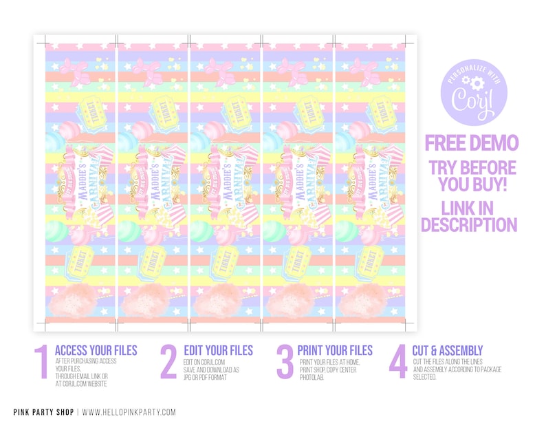 Carnival Birthday Water Labels Wrapper Printable Templates - Etsy
