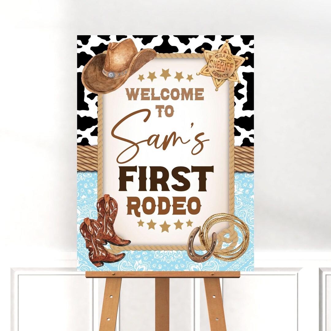 Cowboy Birthday Printable Welcome Sign Template, Rodeo Western Birthday ...