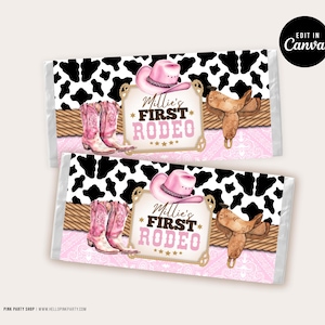 Cowgirl 1st Rodeo Birthday Party Bundle: Editable Favors Labels Canva Template (Digital Download) CWG1 image 8