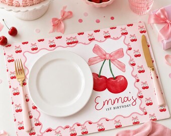 Cherry birthday placemat editable printable template