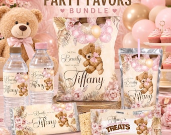 Teddybär Baby-Dusche Gastgeschenke bündeln digitale druckbare Vorlagen